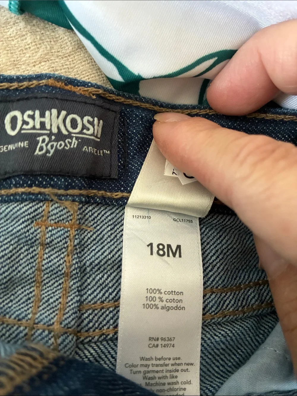 OshKosh Toddler Straight Denim Shorts, Adjustable Waist Cotton 18 months NEW NWT